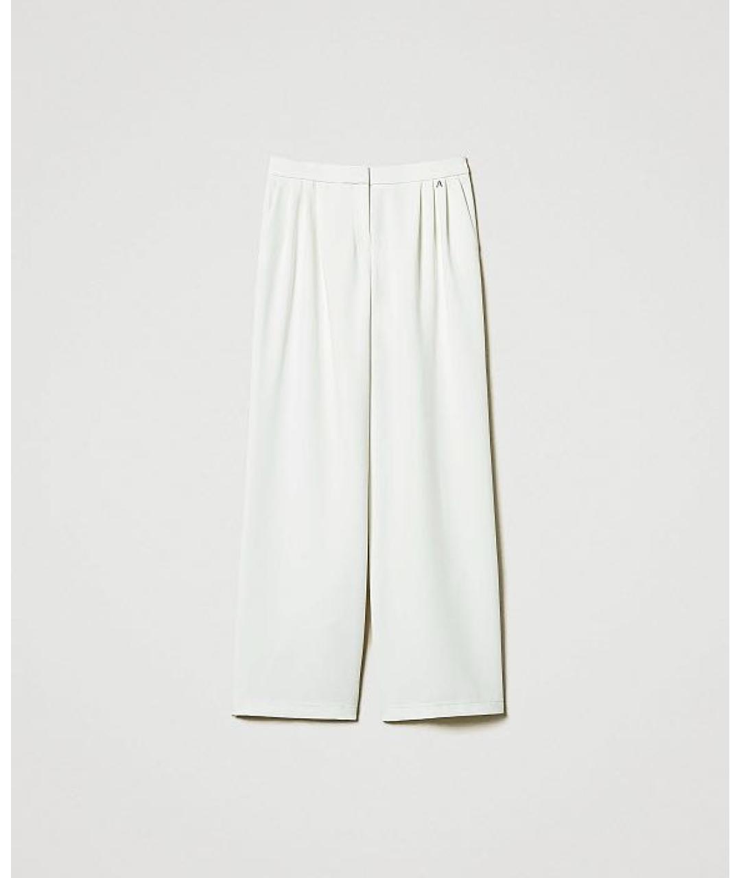 TWIN-SET Белые полиэстеровые брюки широкие, фото 6
