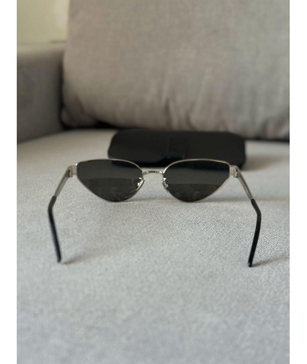 SAINT LAURENT Антрацитовые металлические солнцезащитные очки, фото 5
