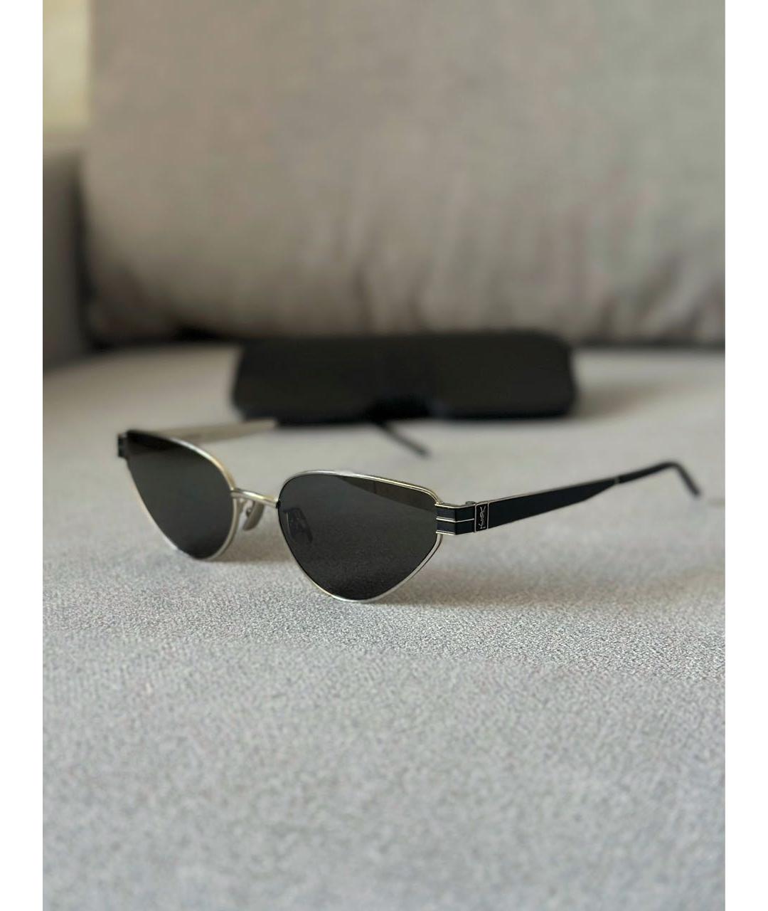 SAINT LAURENT Антрацитовые металлические солнцезащитные очки, фото 4