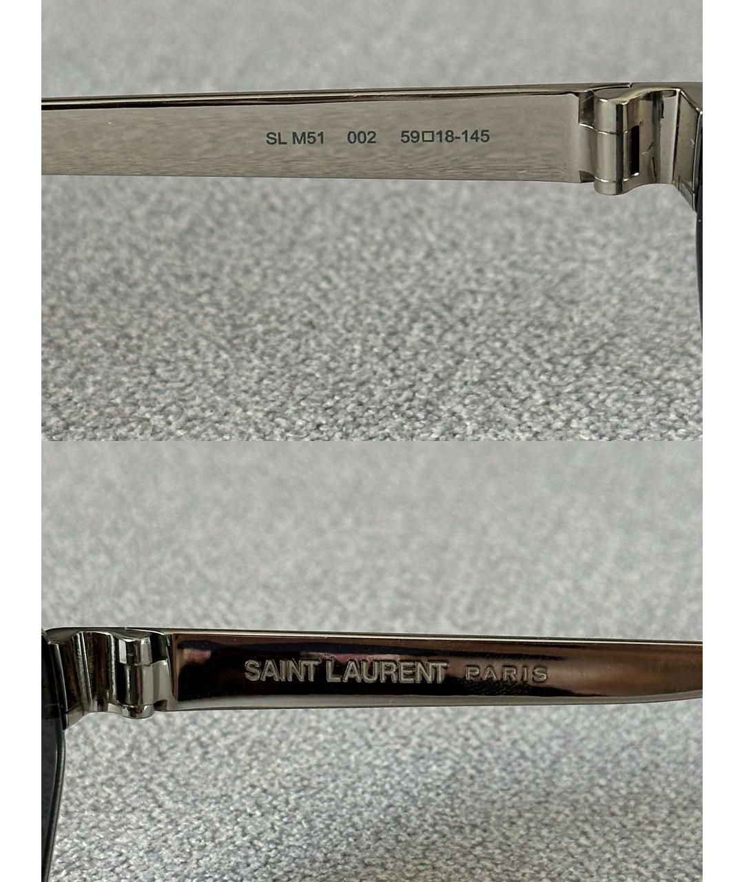 SAINT LAURENT Антрацитовые металлические солнцезащитные очки, фото 6