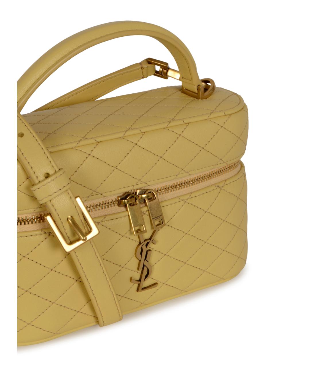 SAINT LAURENT Желтая кожаная сумка через плечо, фото 4