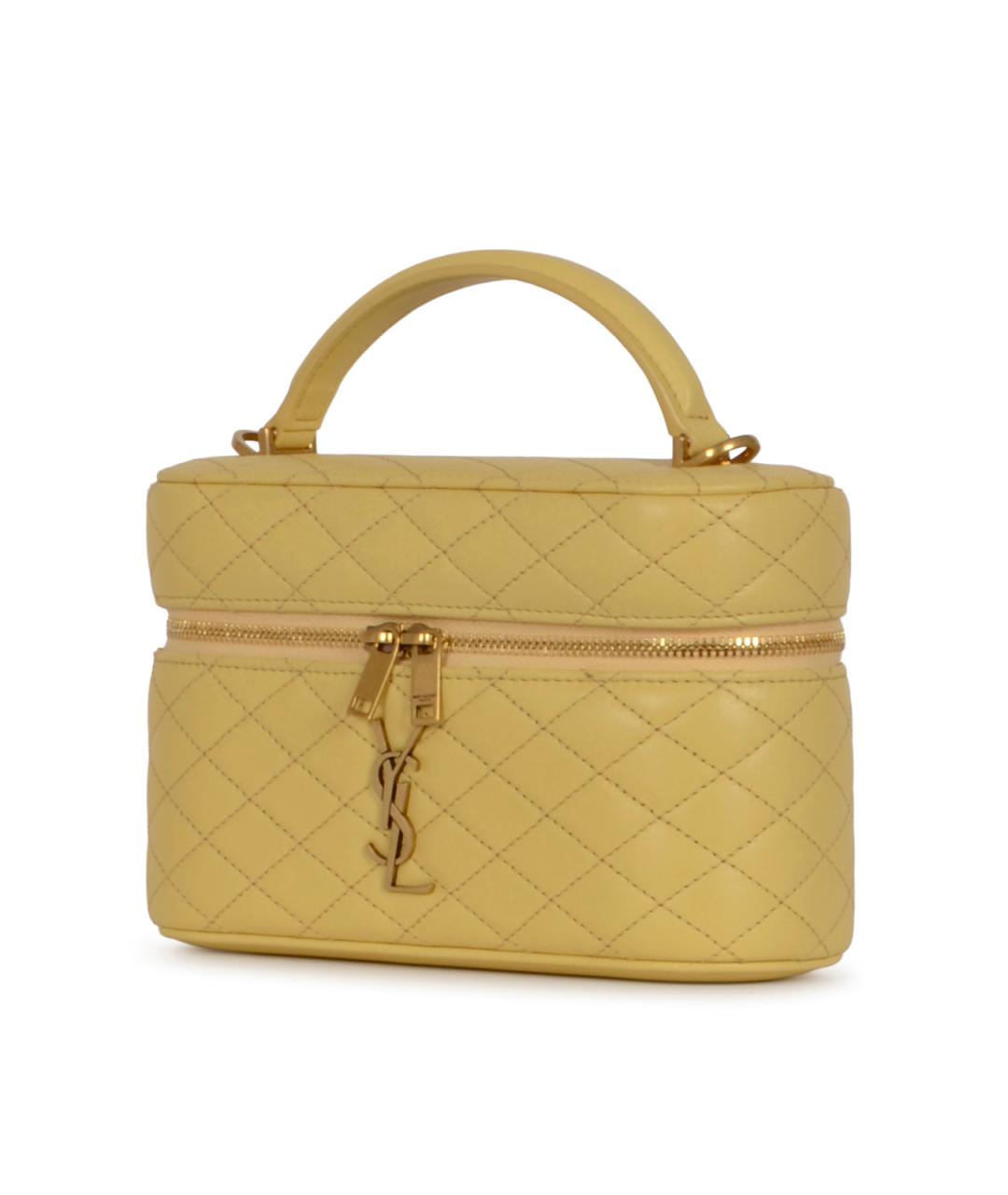 SAINT LAURENT Желтая кожаная сумка через плечо, фото 2