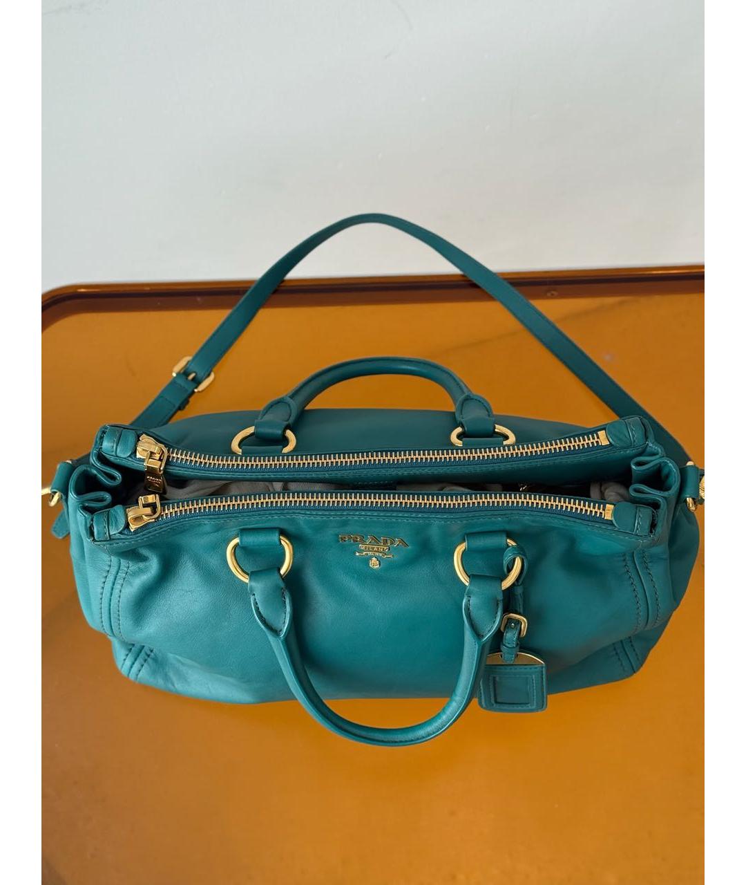 PRADA Бирюзовая кожаная сумка тоут, фото 2