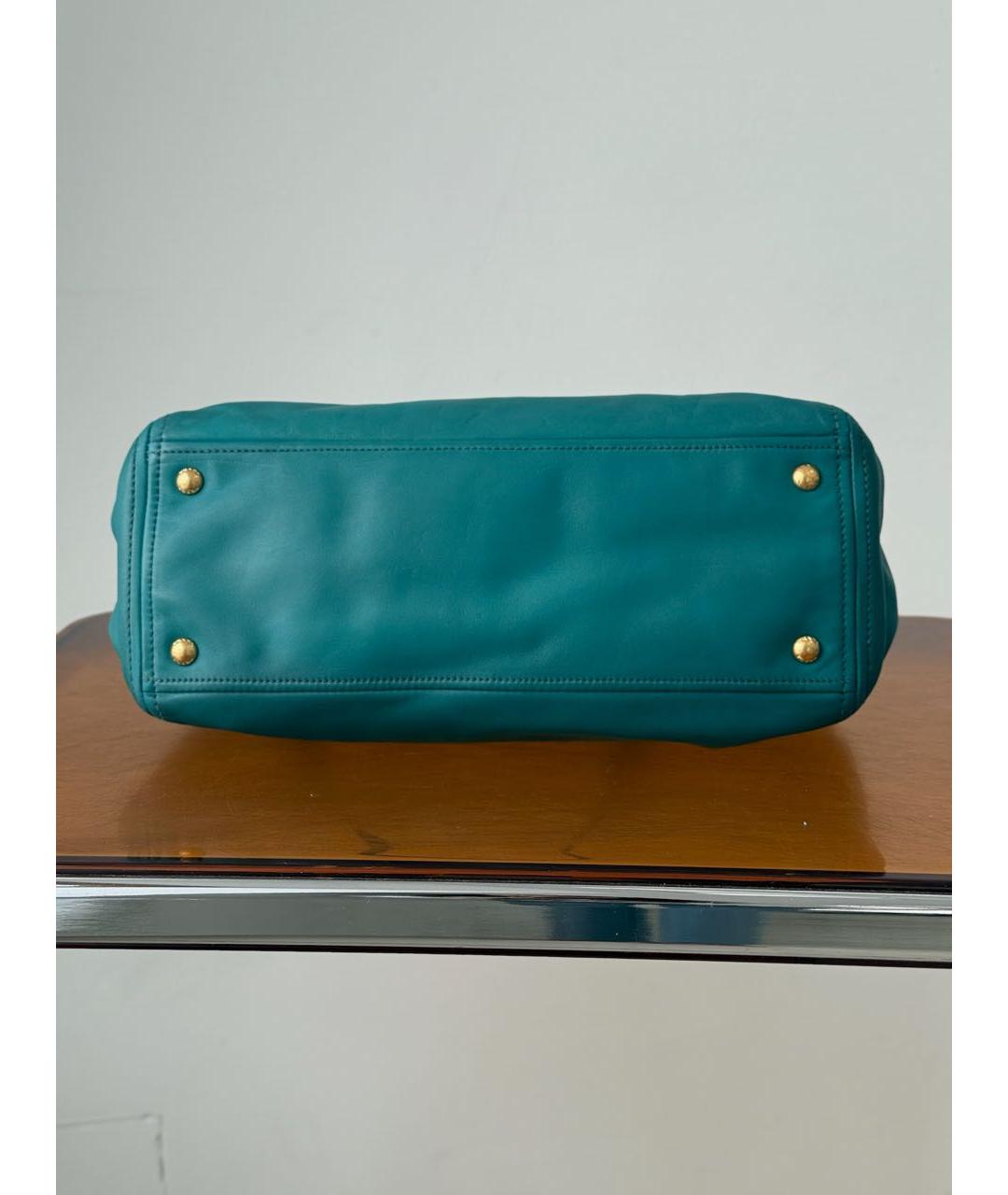 PRADA Бирюзовая кожаная сумка тоут, фото 6