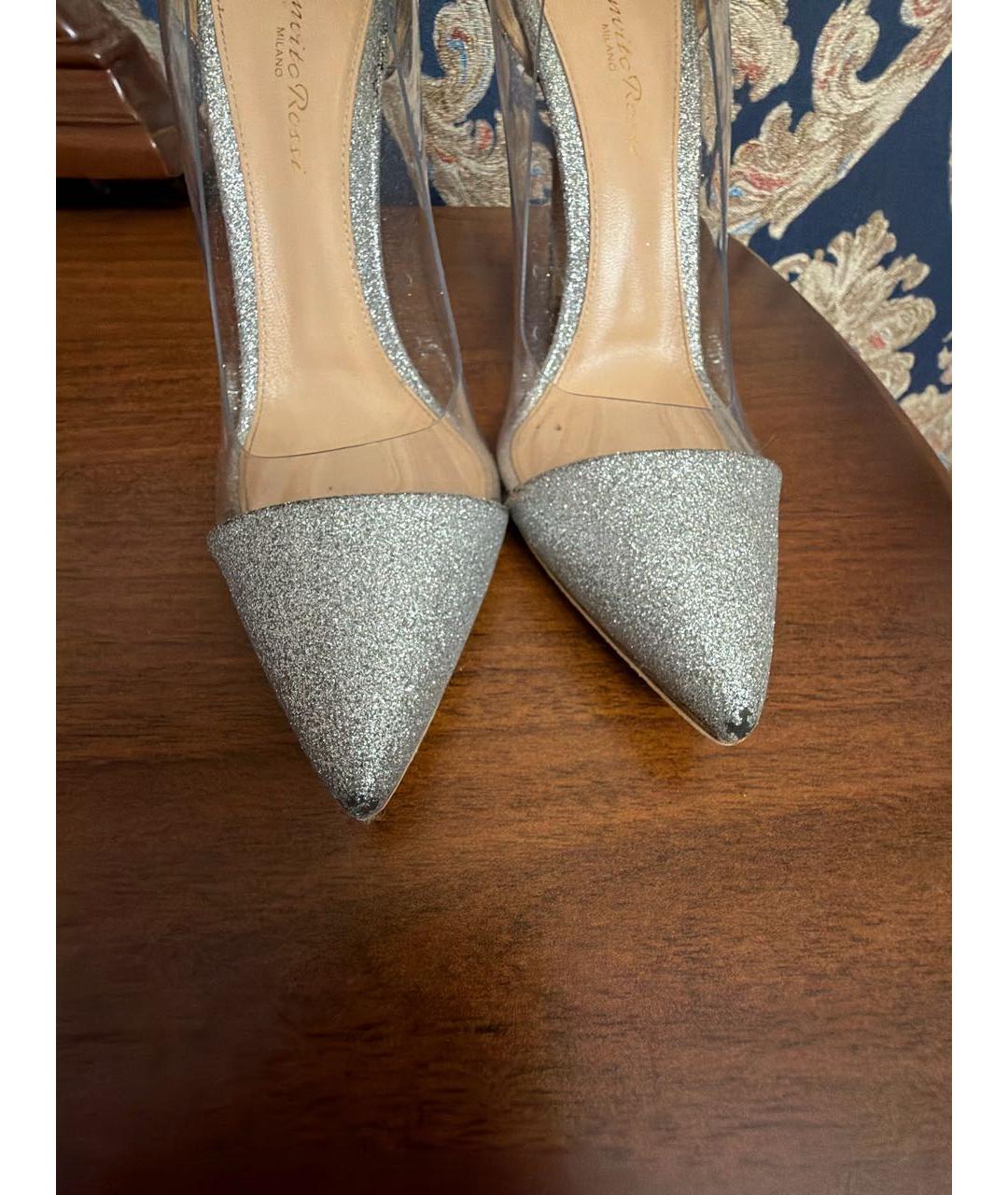 GIANVITO ROSSI Серебряные замшевые туфли, фото 7