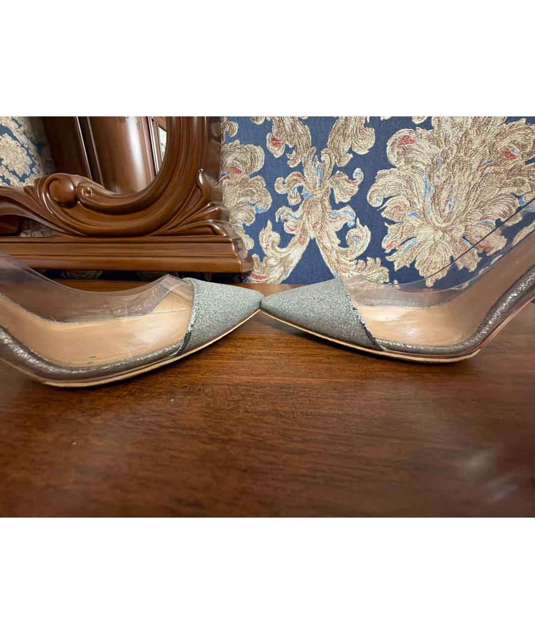 GIANVITO ROSSI Серебряные замшевые туфли, фото 6