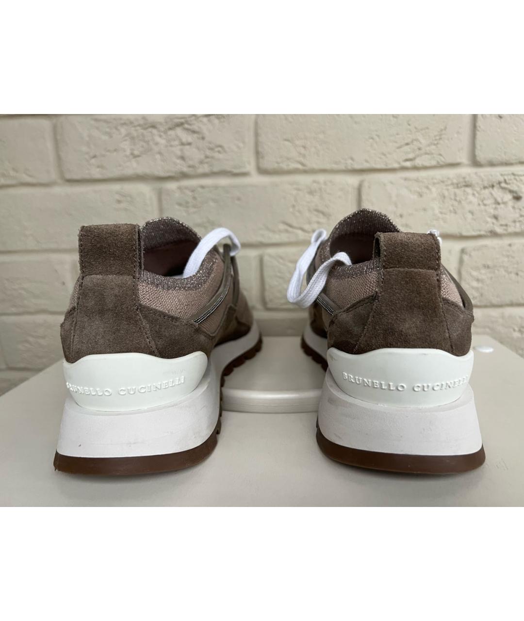 BRUNELLO CUCINELLI Бежевые текстильные кроссовки, фото 2