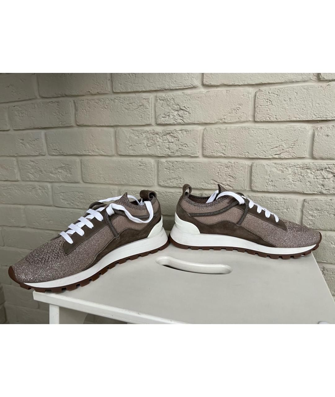 BRUNELLO CUCINELLI Бежевые текстильные кроссовки, фото 6