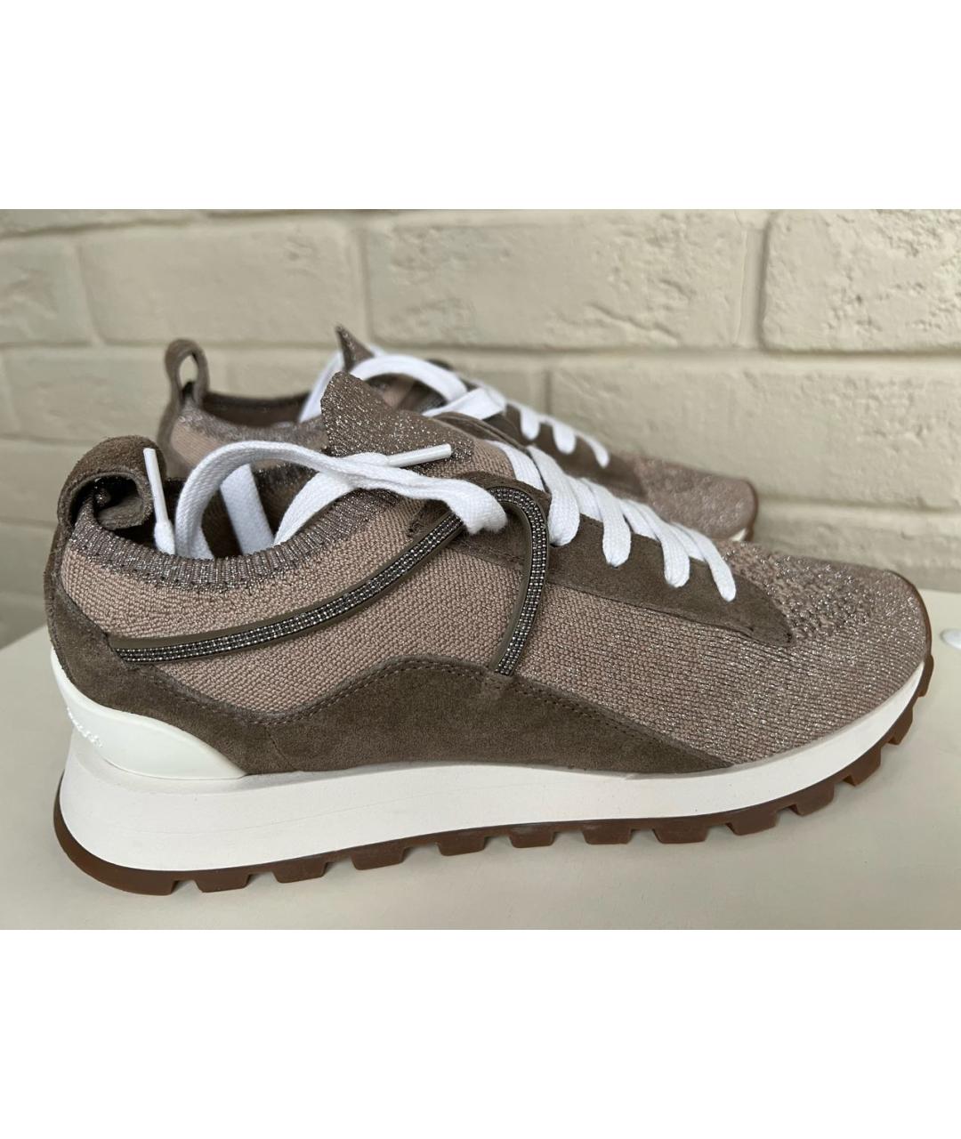 BRUNELLO CUCINELLI Бежевые текстильные кроссовки, фото 9