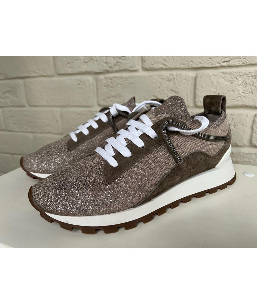 BRUNELLO CUCINELLI Бежевые текстильные кроссовки, фото 4