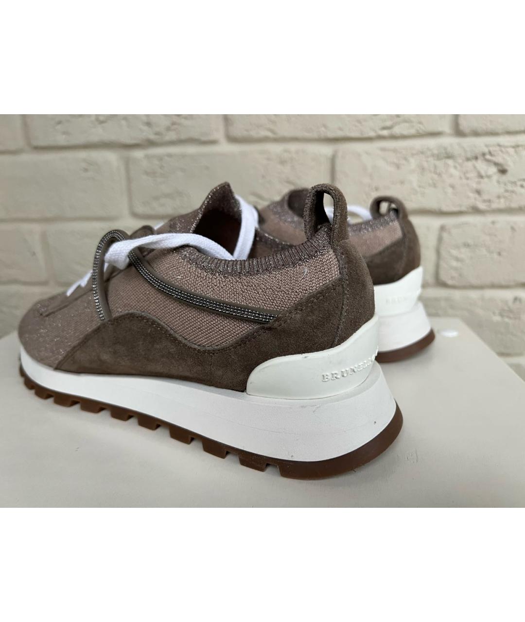 BRUNELLO CUCINELLI Бежевые текстильные кроссовки, фото 3