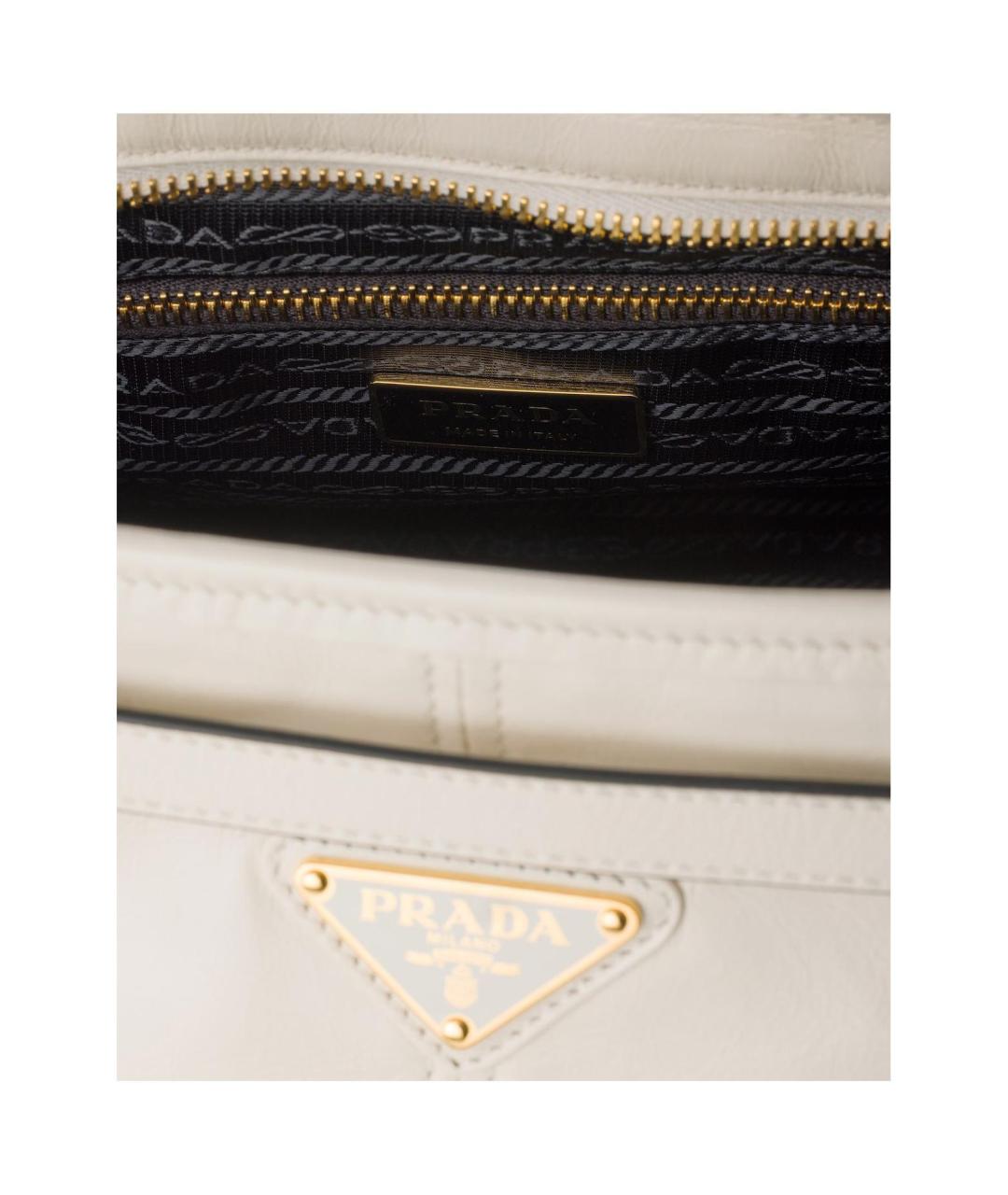 PRADA Белая кожаная сумка через плечо, фото 4