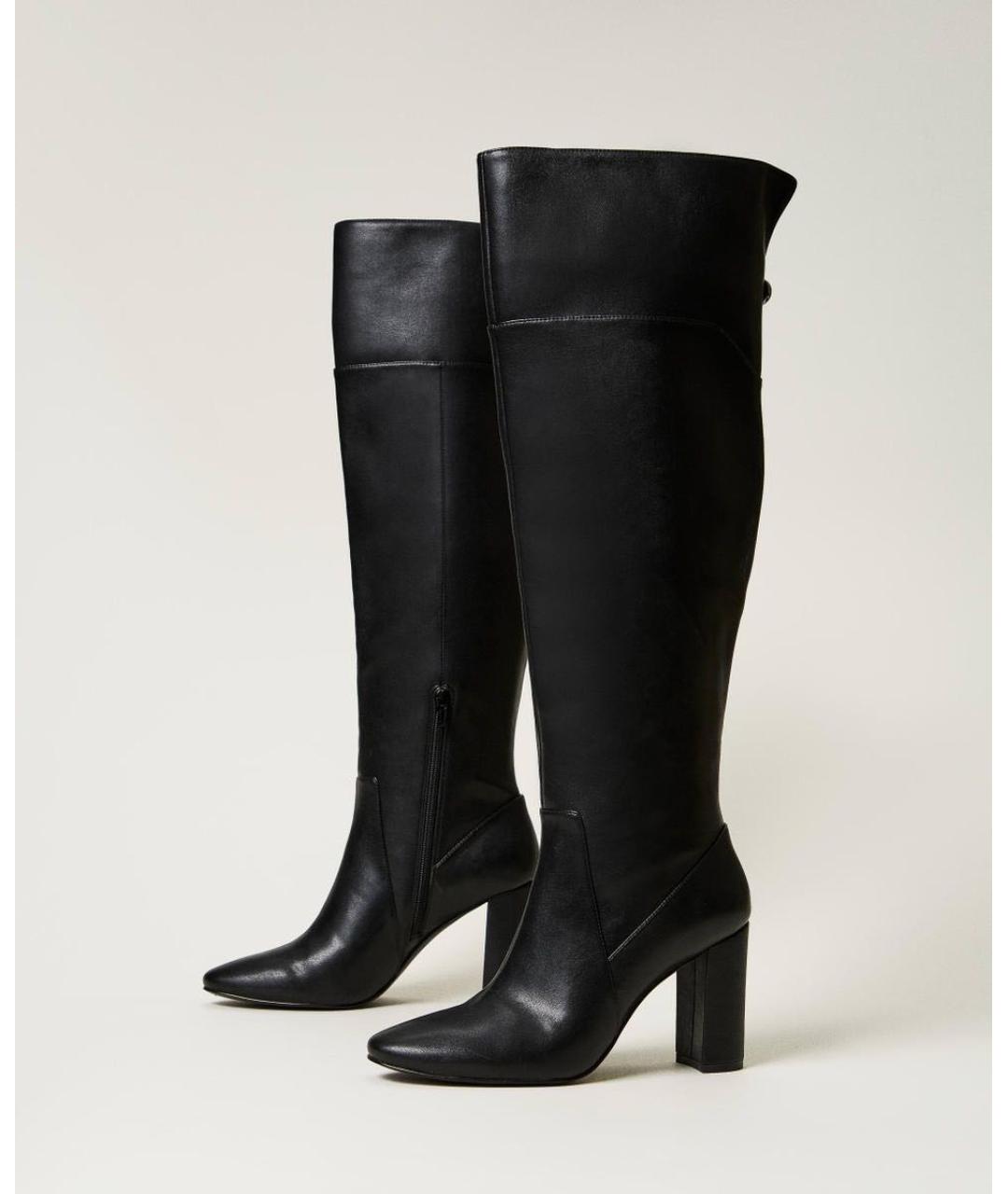 TWIN-SET Черные ботфорты из искусственной кожи, фото 5