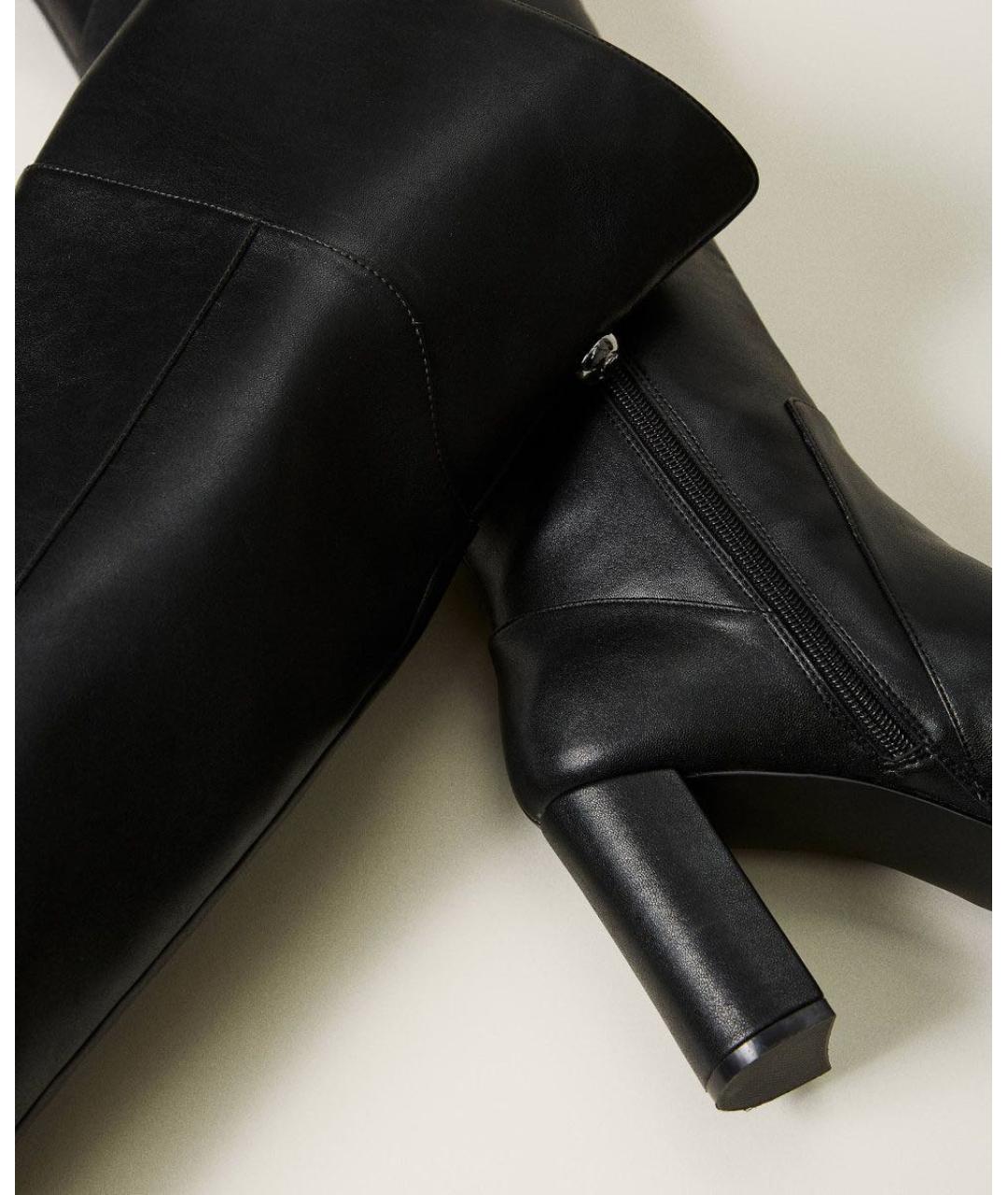 TWIN-SET Черные ботфорты из искусственной кожи, фото 3