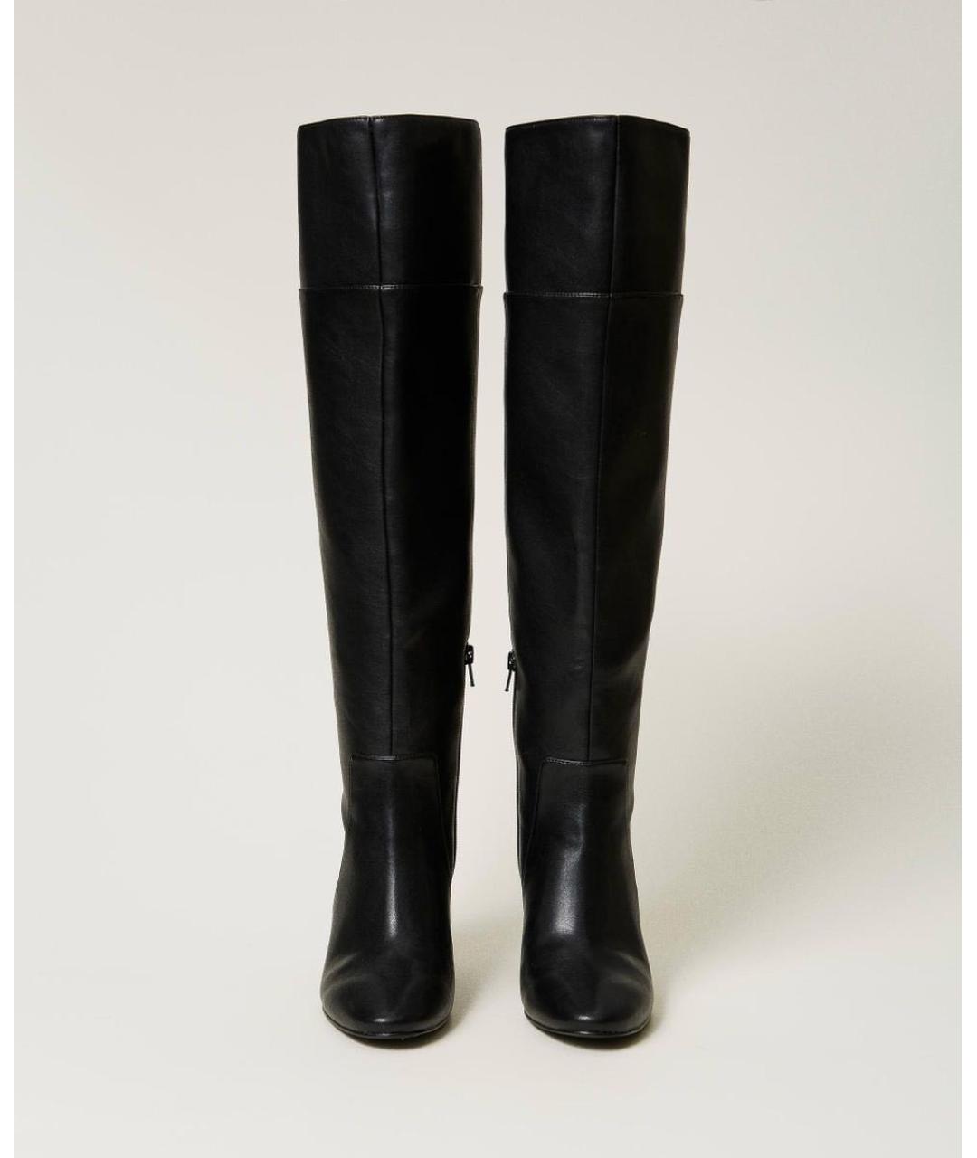 TWIN-SET Черные ботфорты из искусственной кожи, фото 2