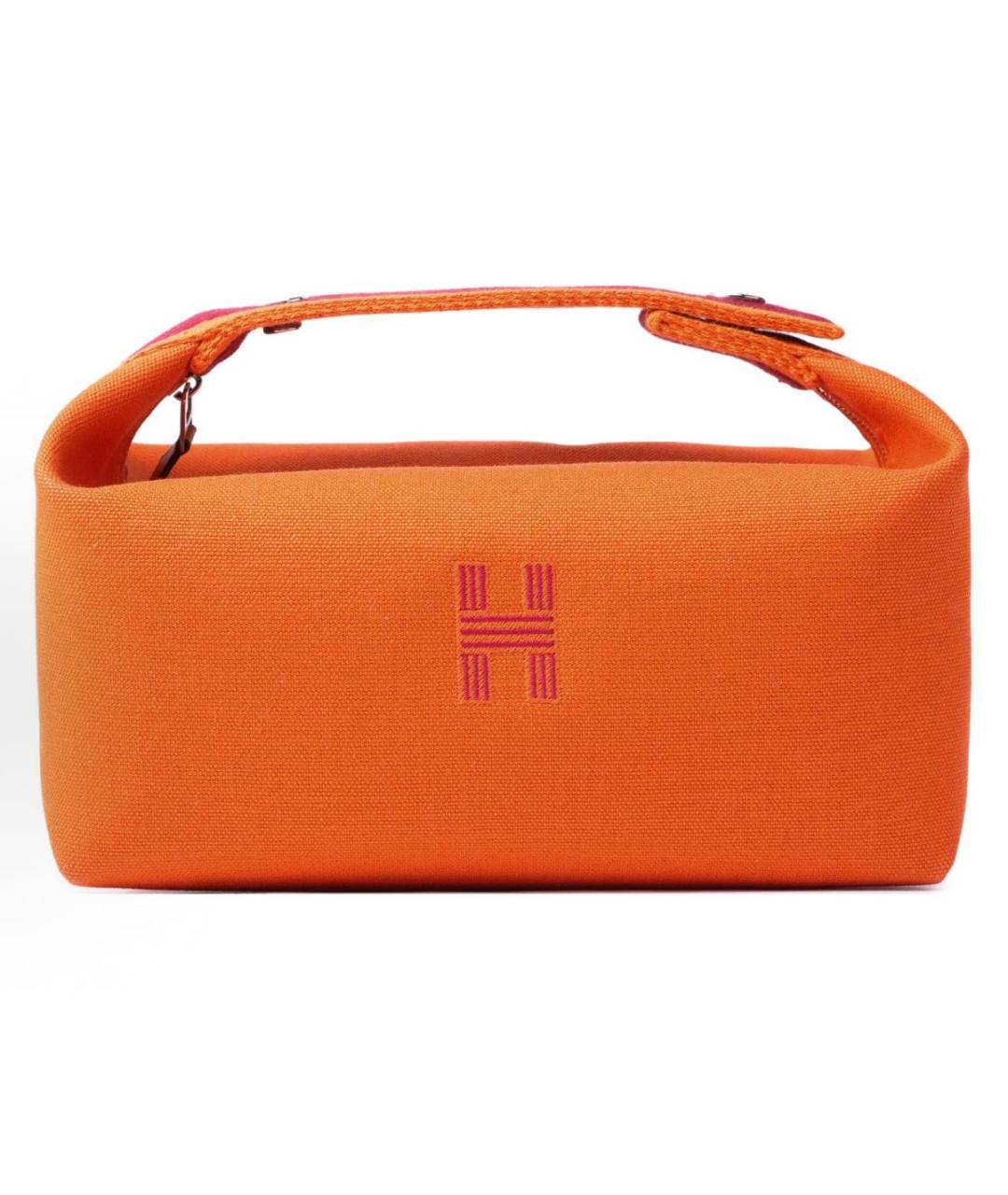 HERMES Оранжевая косметичка, фото 5