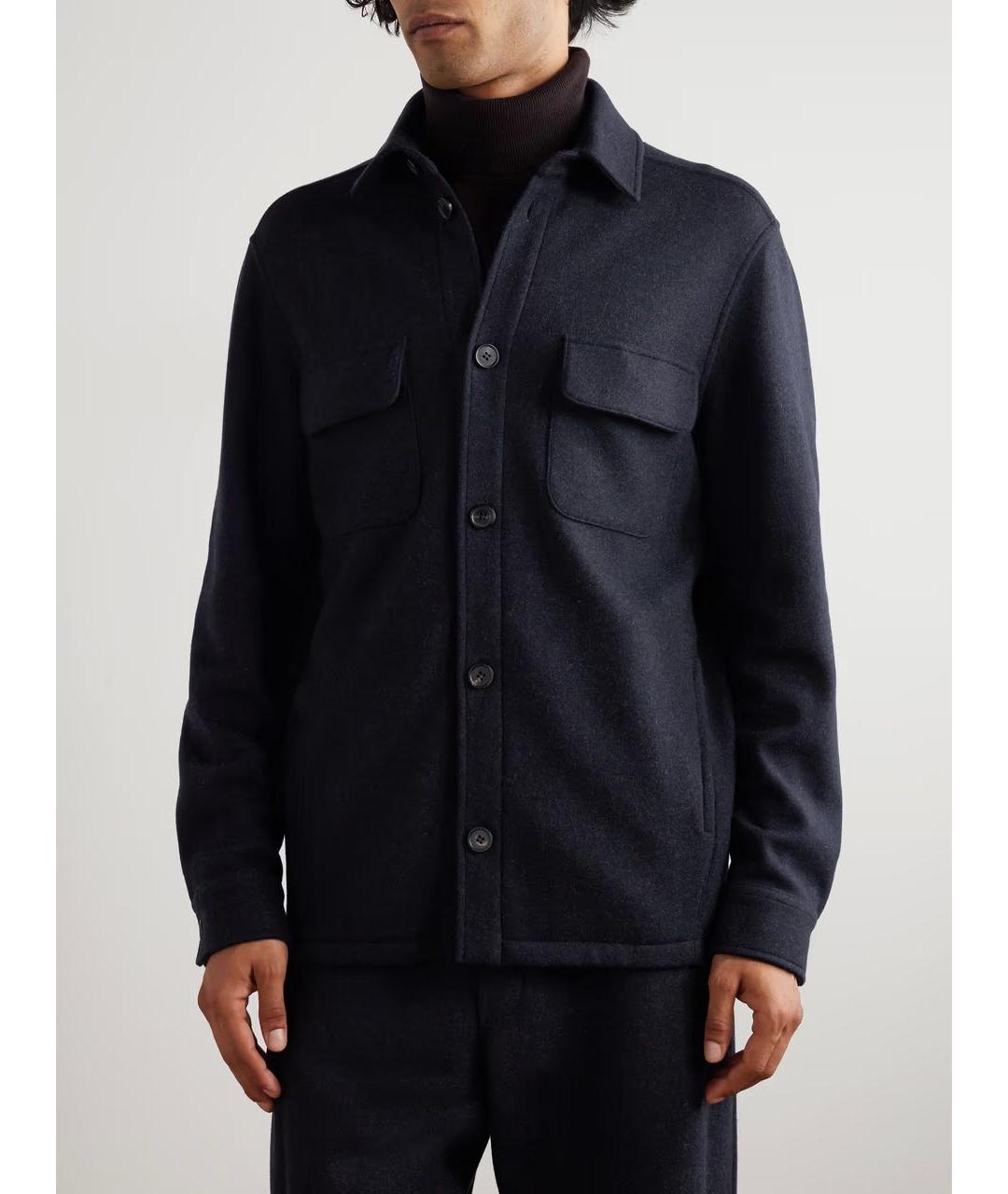 LORO PIANA Синяя кашемировая классическая рубашка, фото 7