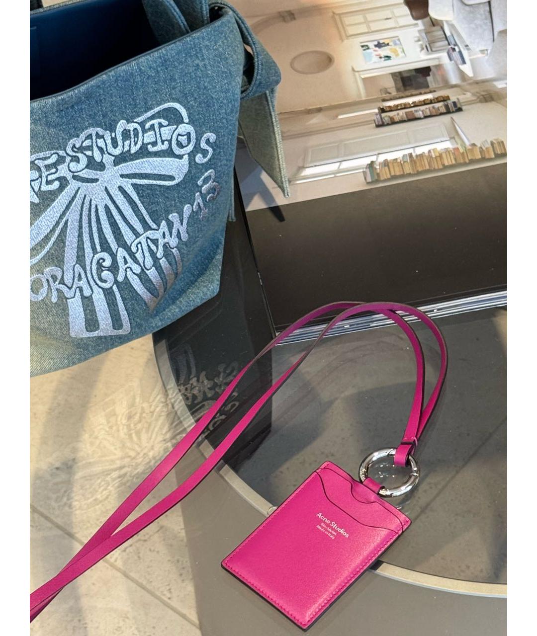 ACNE STUDIOS Розовый кожаный кардхолдер, фото 5