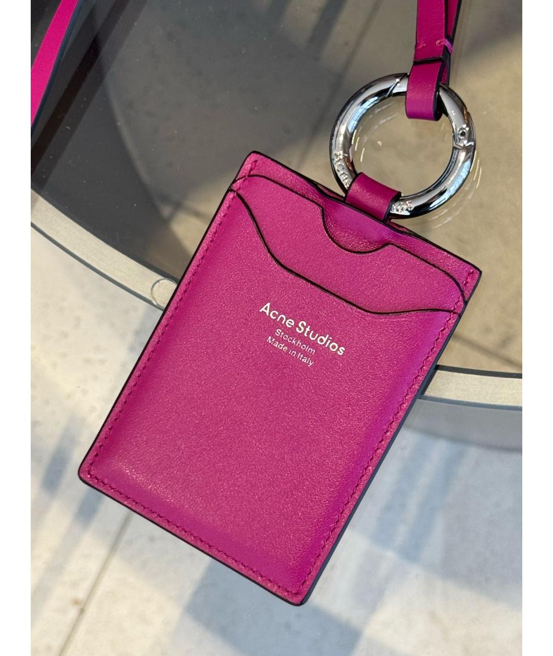 ACNE STUDIOS Розовый кожаный кардхолдер, фото 6