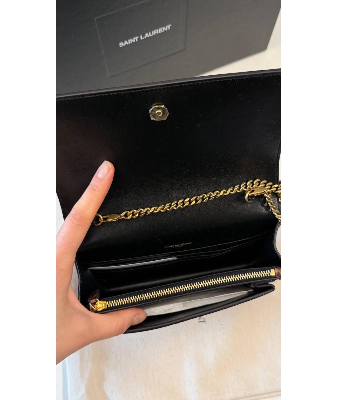 SAINT LAURENT Коричневая кожаная сумка через плечо, фото 4