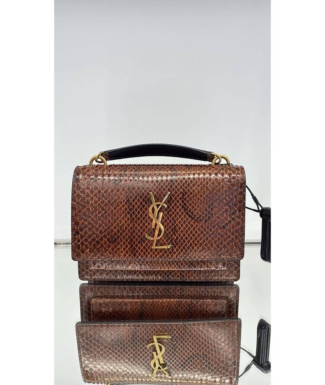 SAINT LAURENT Коричневая кожаная сумка через плечо, фото 5