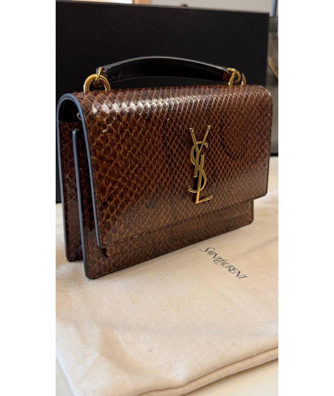 SAINT LAURENT Коричневая кожаная сумка через плечо, фото 2