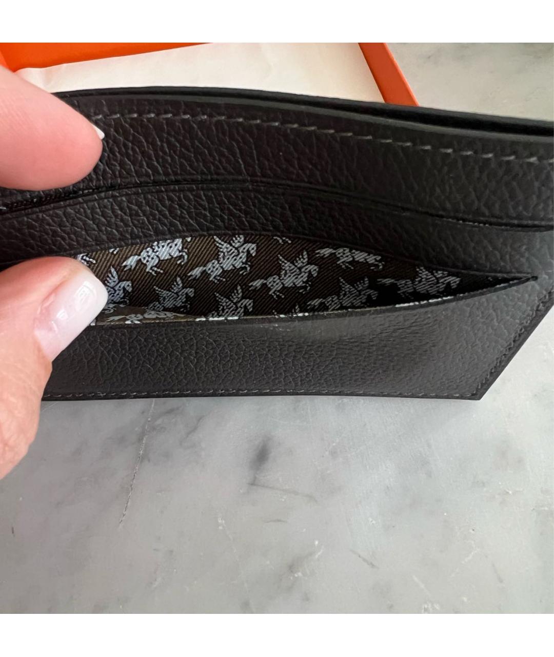 HERMES Серый кожаный кардхолдер, фото 2