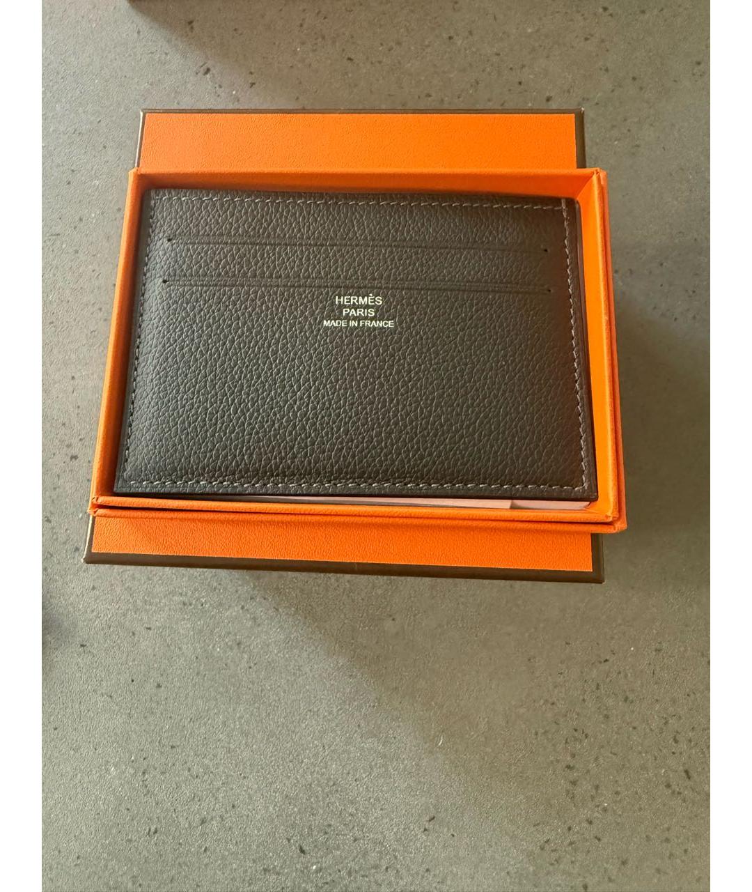HERMES Серый кожаный кардхолдер, фото 3