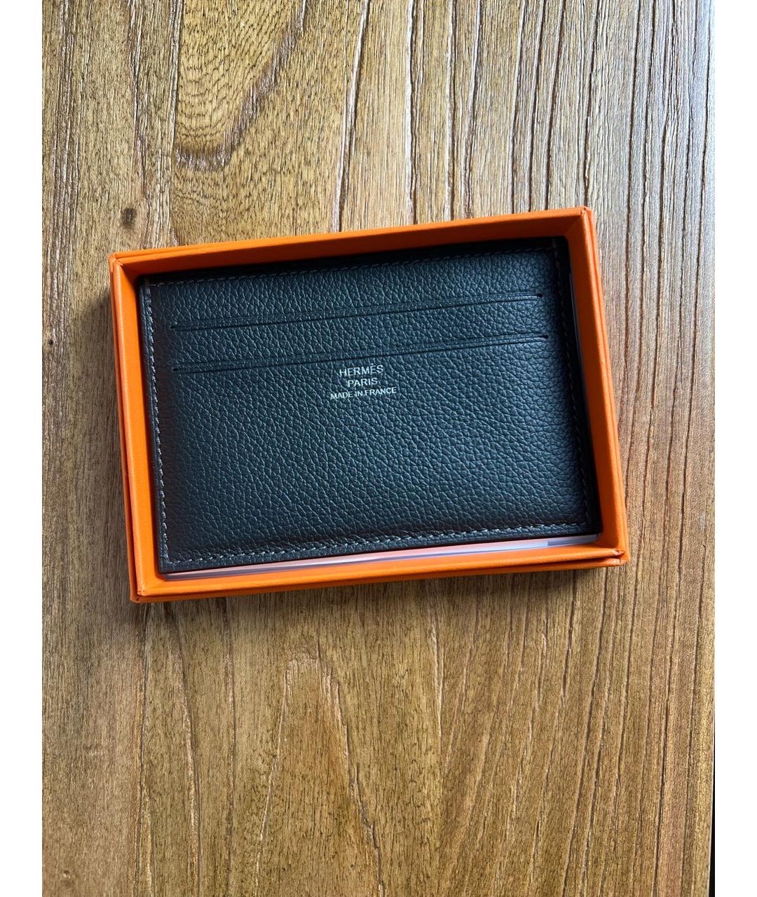 HERMES Серый кожаный кардхолдер, фото 4