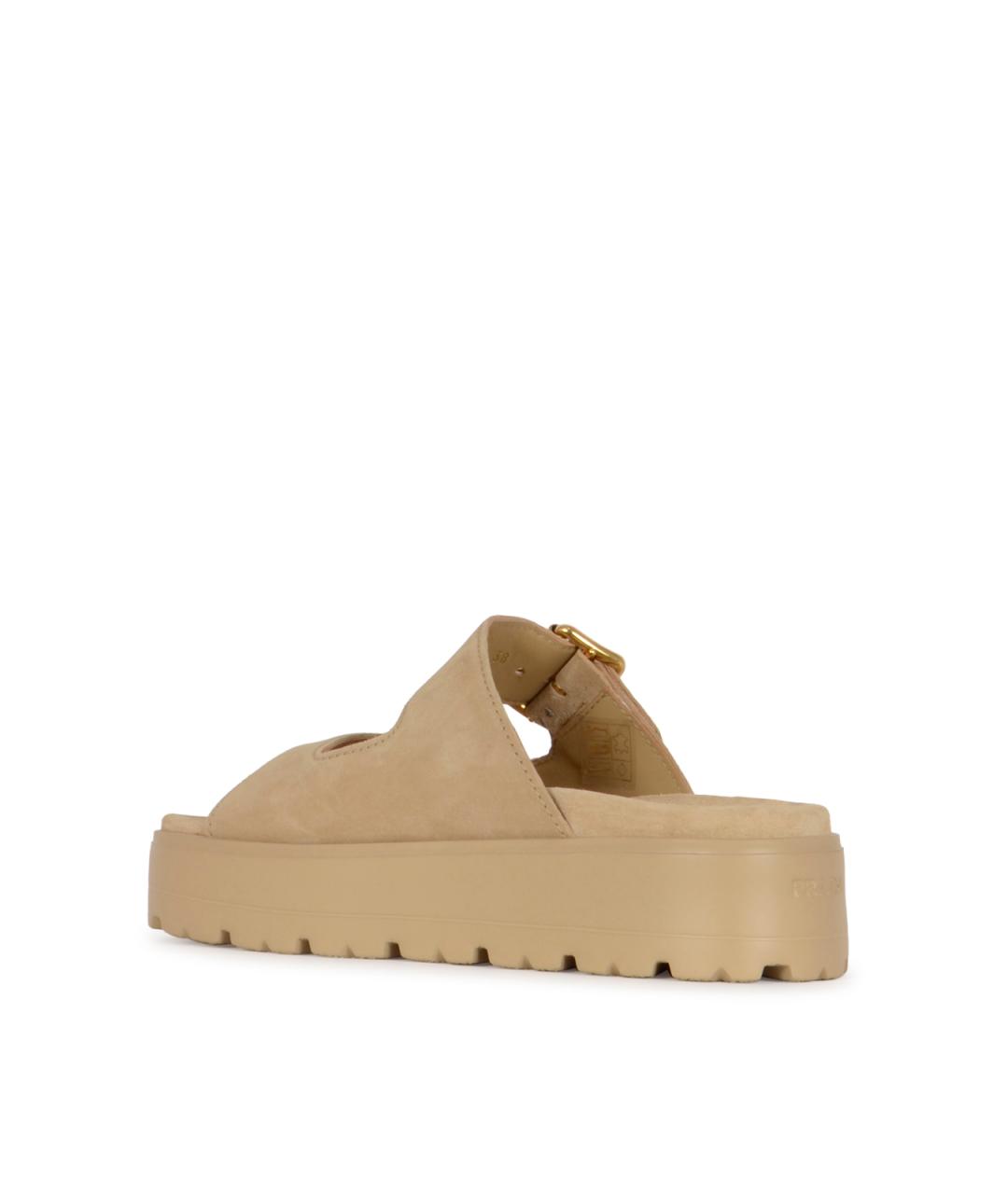 PRADA Бежевые кожаные сандалии, фото 3