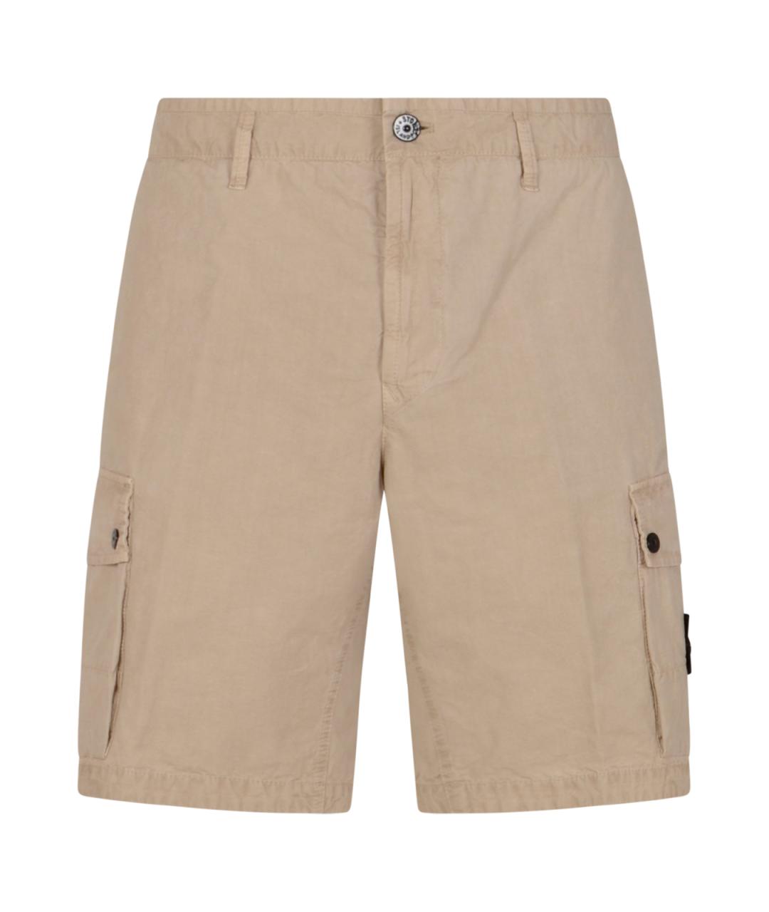 STONE ISLAND Бежевые хлопковые шорты, фото 1