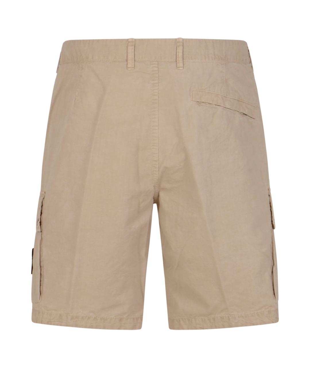 STONE ISLAND Бежевые хлопковые шорты, фото 2