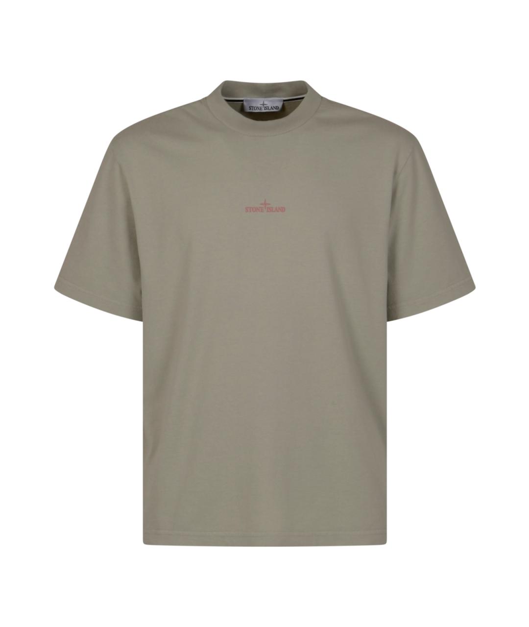 STONE ISLAND Бежевая хлопковая футболка, фото 1