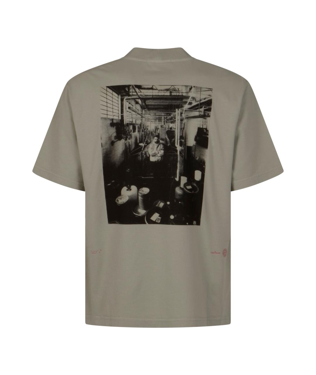 STONE ISLAND Бежевая хлопковая футболка, фото 2