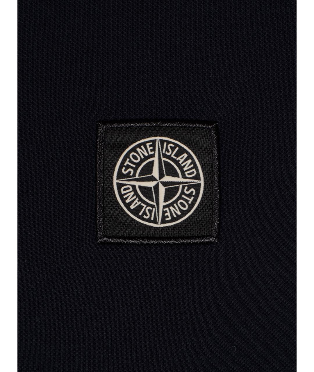 STONE ISLAND Синее хлопковое поло с коротким рукавом, фото 3
