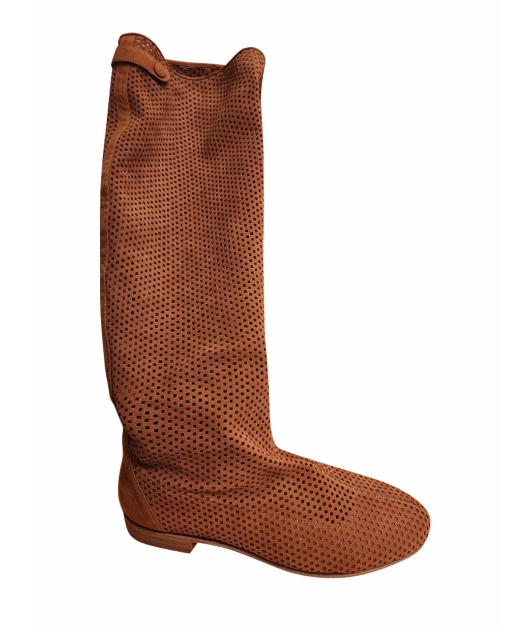 FENDI Коричневые замшевые сапоги, фото 1