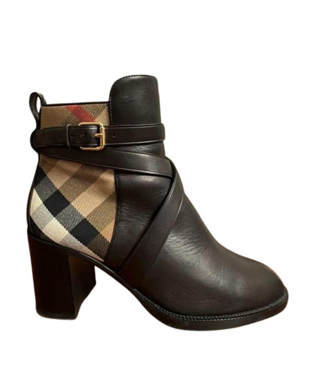 BURBERRY Черные кожаные ботильоны, фото 1