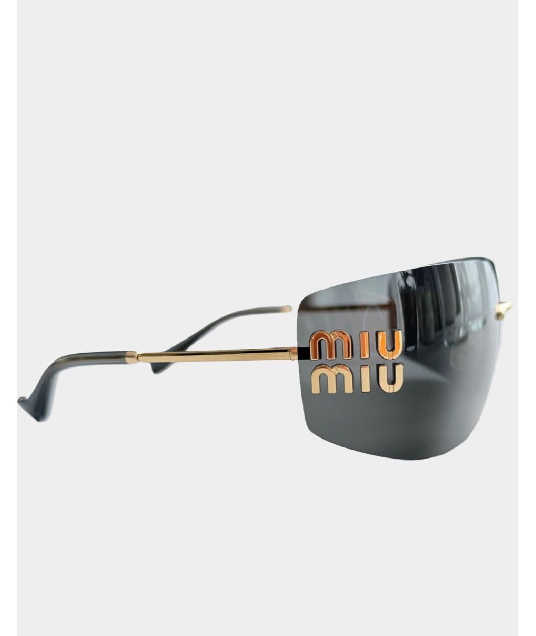 MIU MIU Черные металлические солнцезащитные очки, фото 3