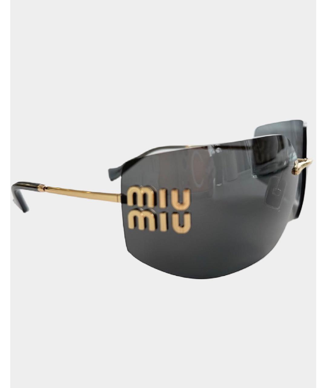 MIU MIU Черные металлические солнцезащитные очки, фото 2