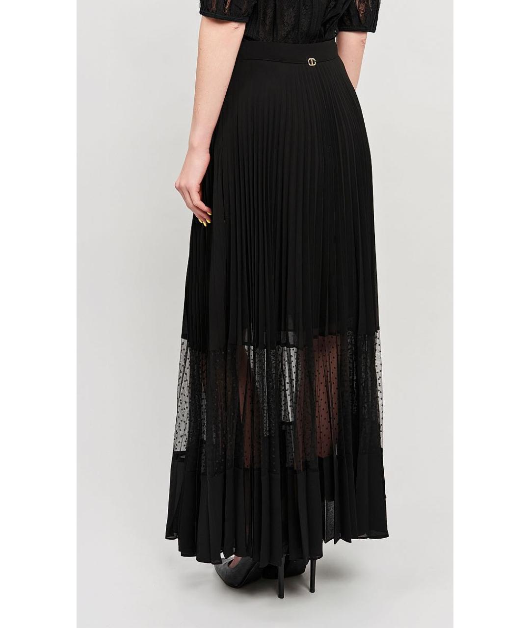 TWIN-SET Черная шифоновая юбка миди, фото 4