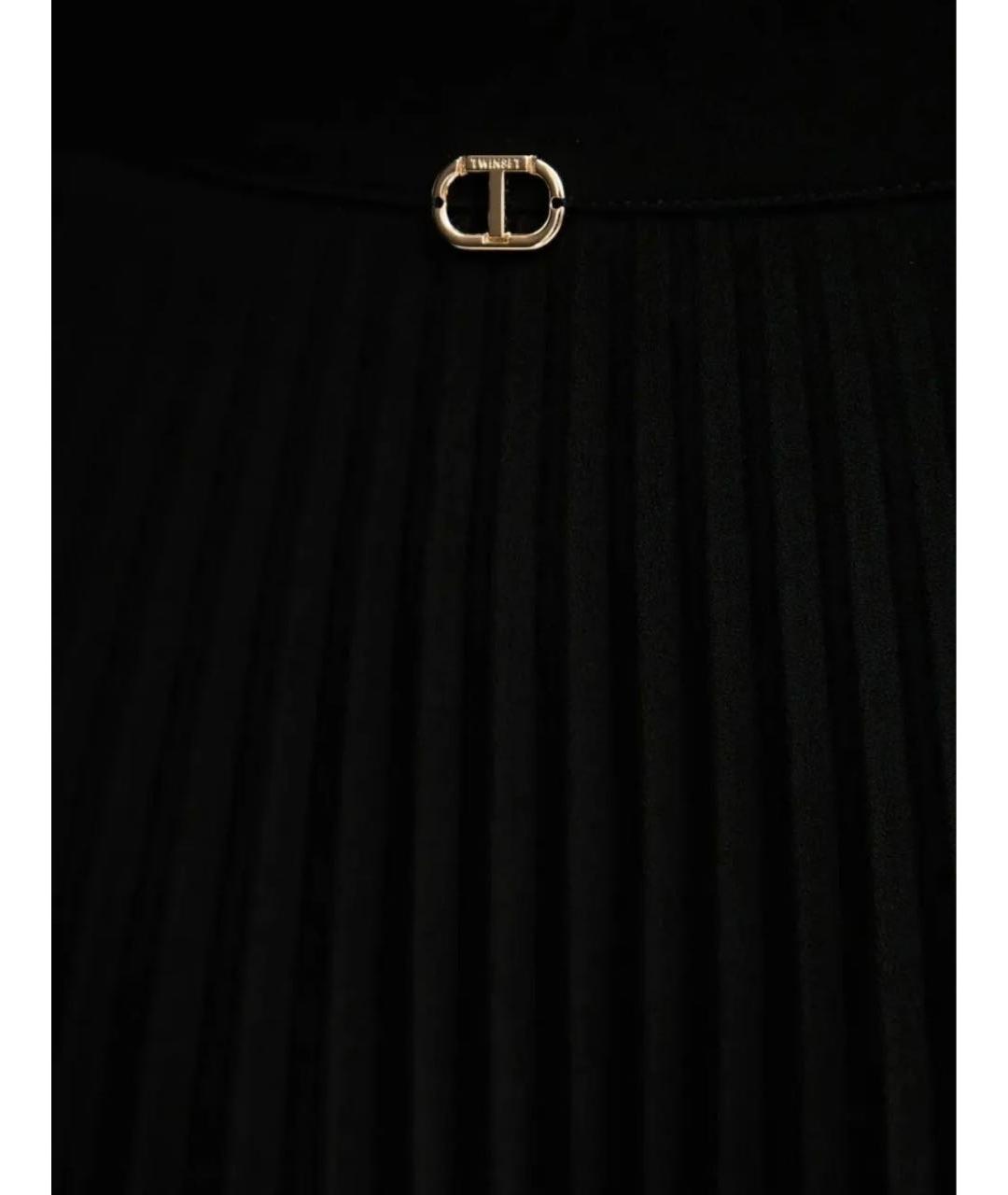 TWIN-SET Черная шифоновая юбка миди, фото 3