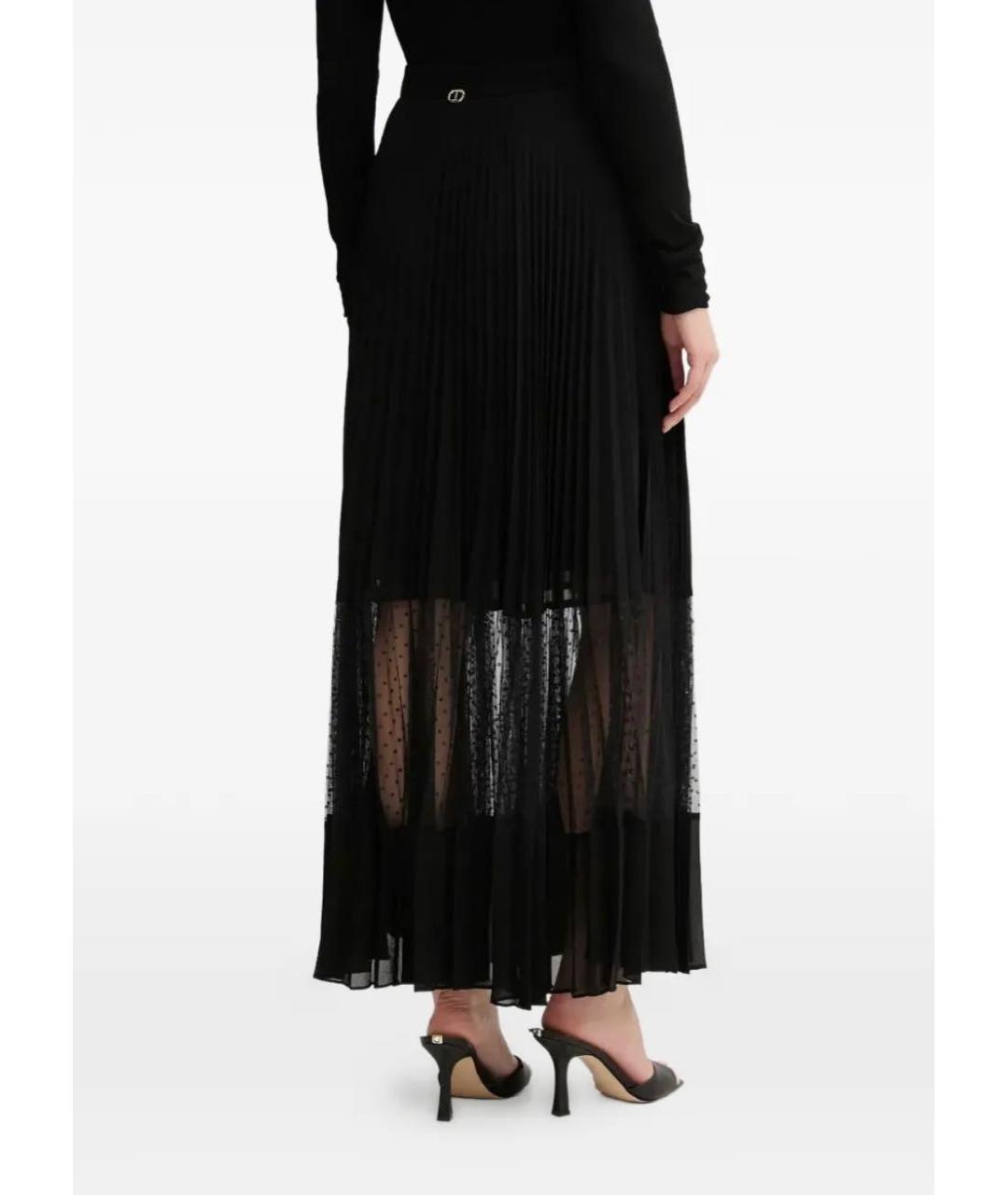 TWIN-SET Черная шифоновая юбка миди, фото 5