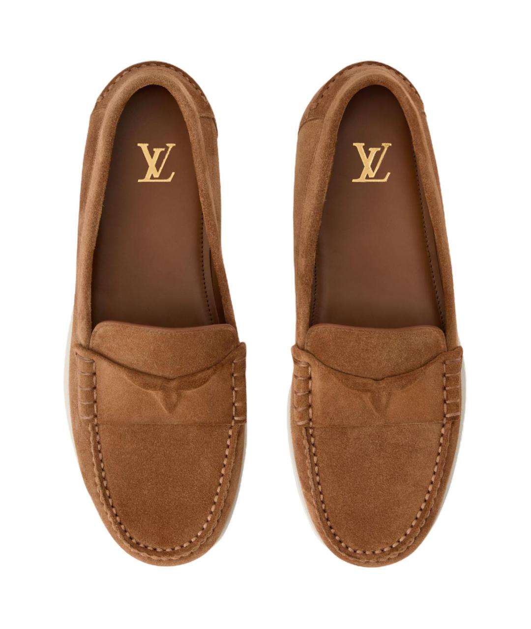 LOUIS VUITTON Коричневые кожаные лоферы, фото 4