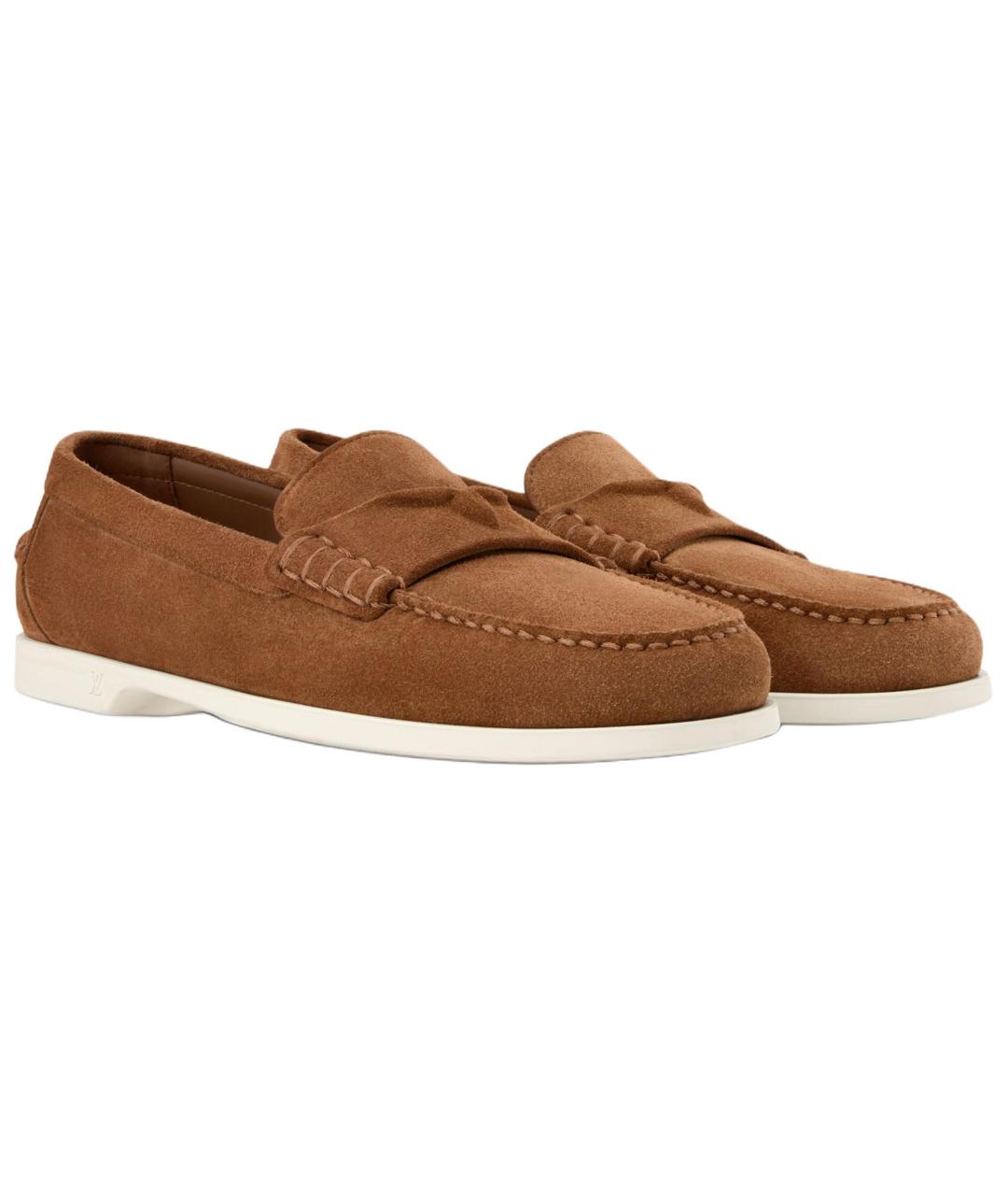 LOUIS VUITTON Коричневые кожаные лоферы, фото 3