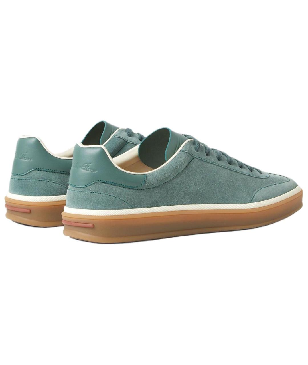 LORO PIANA Зеленые замшевые низкие кроссовки / кеды, фото 4