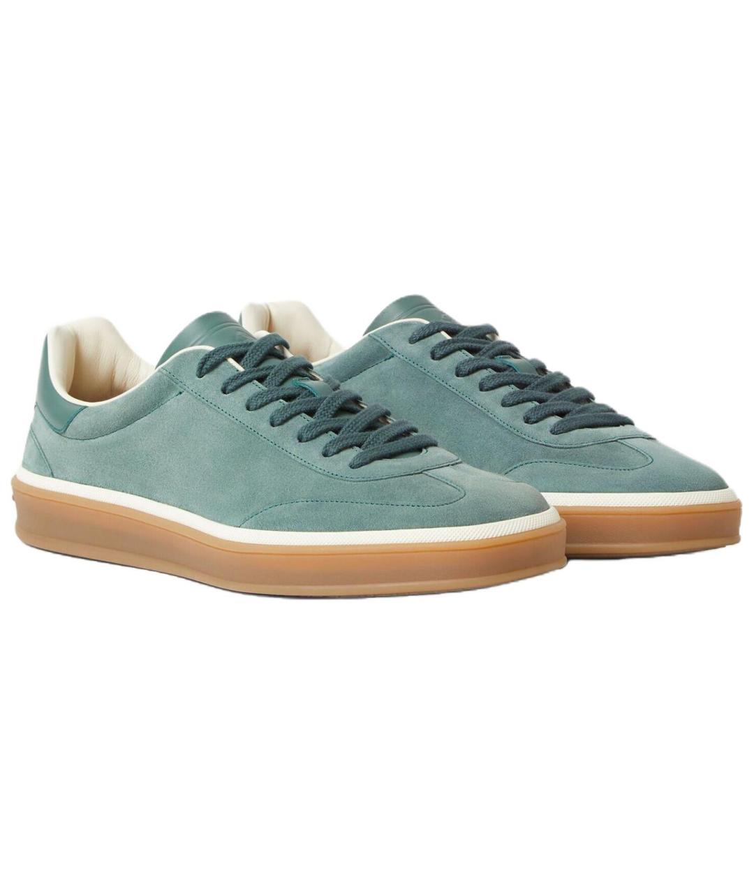 LORO PIANA Зеленые замшевые низкие кроссовки / кеды, фото 3