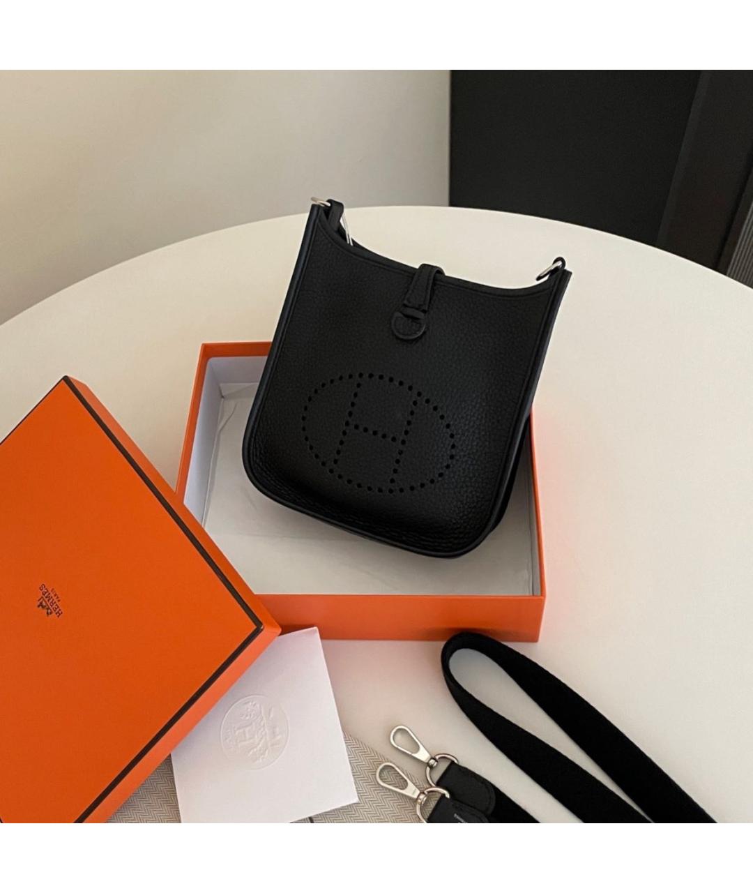 HERMES Черная кожаная сумка через плечо, фото 4