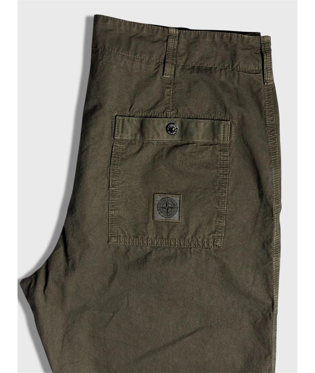 STONE ISLAND Хаки хлопковые повседневные брюки, фото 4