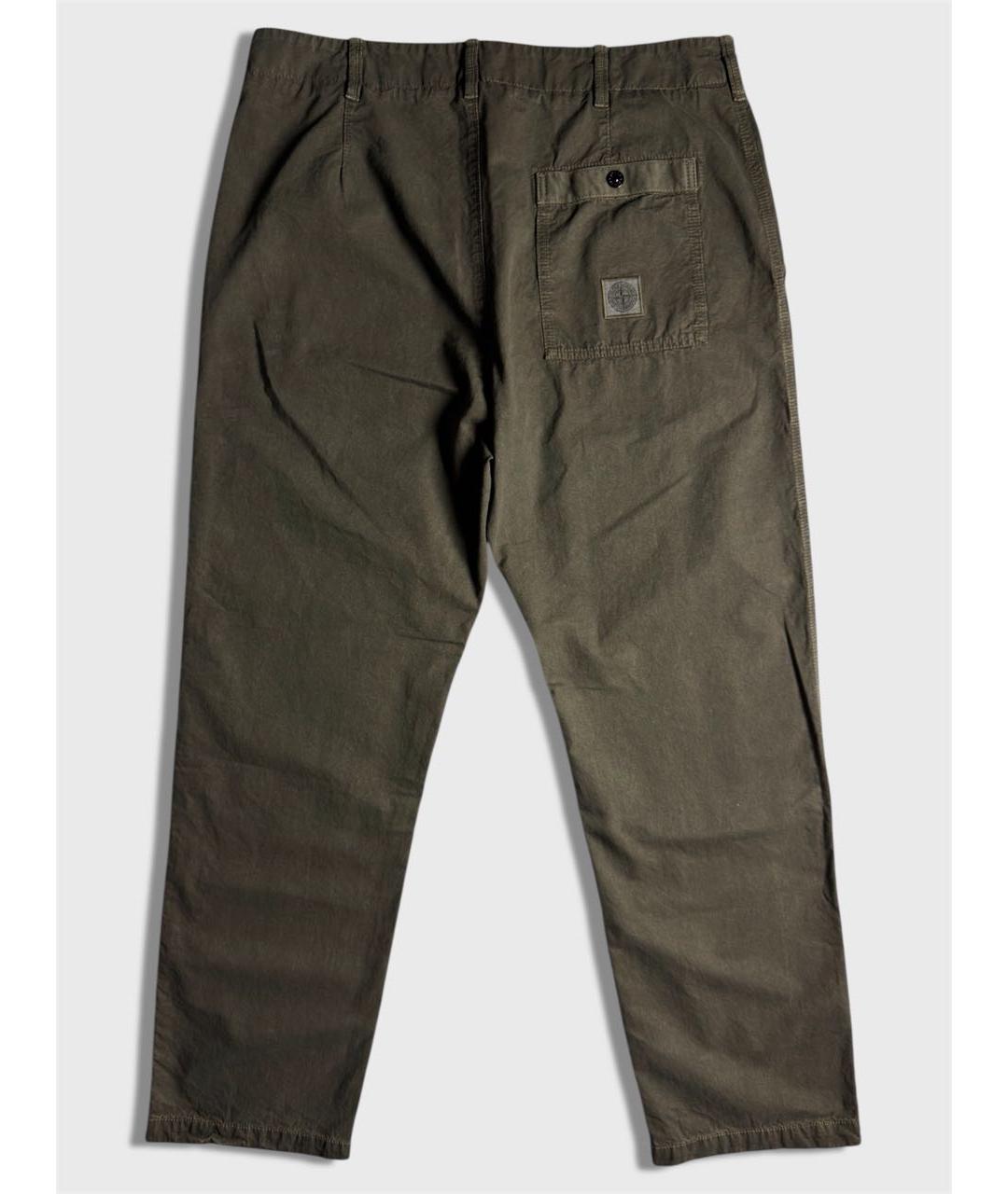STONE ISLAND Хаки хлопковые повседневные брюки, фото 2