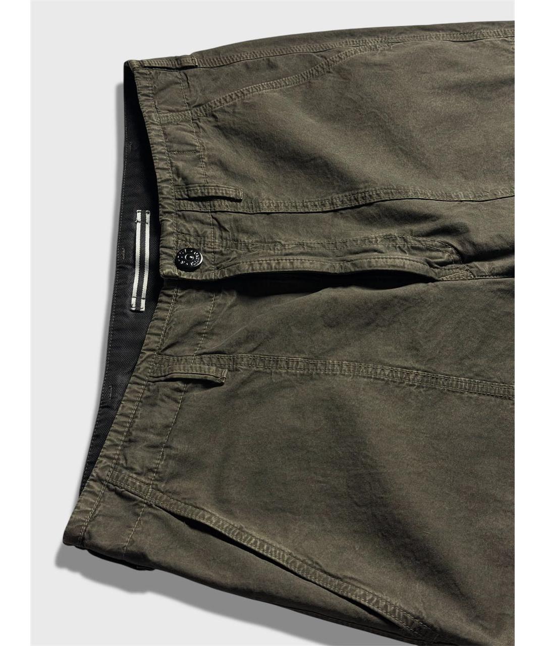 STONE ISLAND Хаки хлопковые повседневные брюки, фото 3